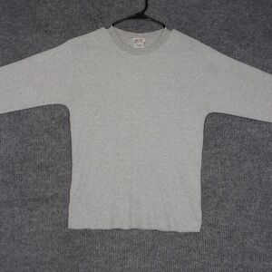 Carters Watch The Wear Sweatshirt Mens L Light Gray Long Sleeve Thermal Knit Y2K